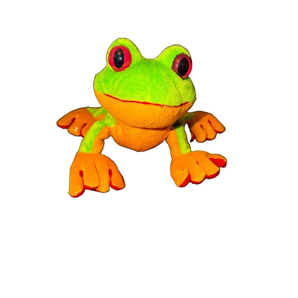 Ganz Webkinz Tree Frog HM109 Plush 2006 Green Yellow Sparkle No Code 9"